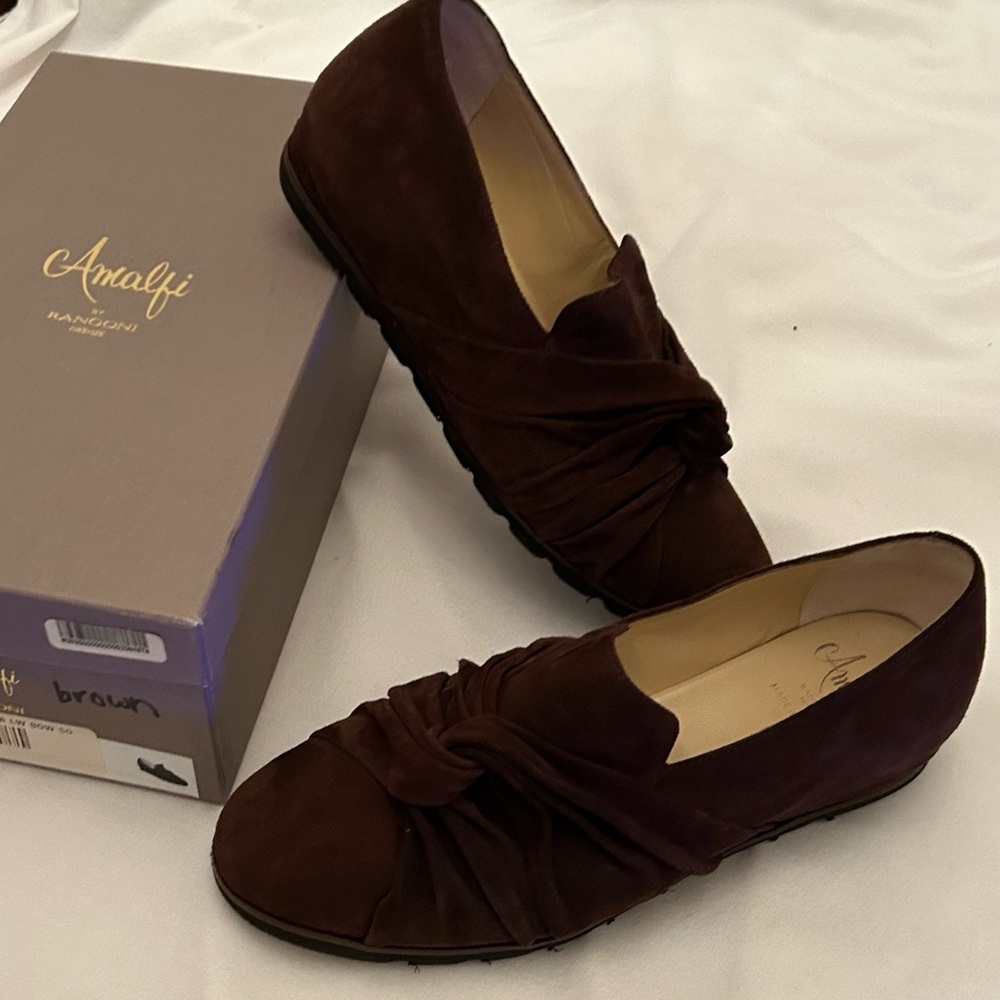 Amalfi by Rangone Brown Suede Loafers Size 7.5